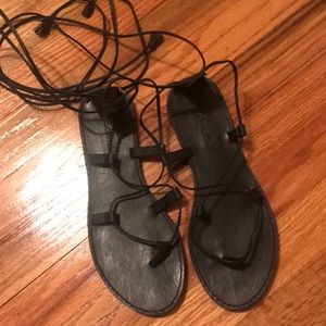 Madewell Size 9 Lace up Black Sandal